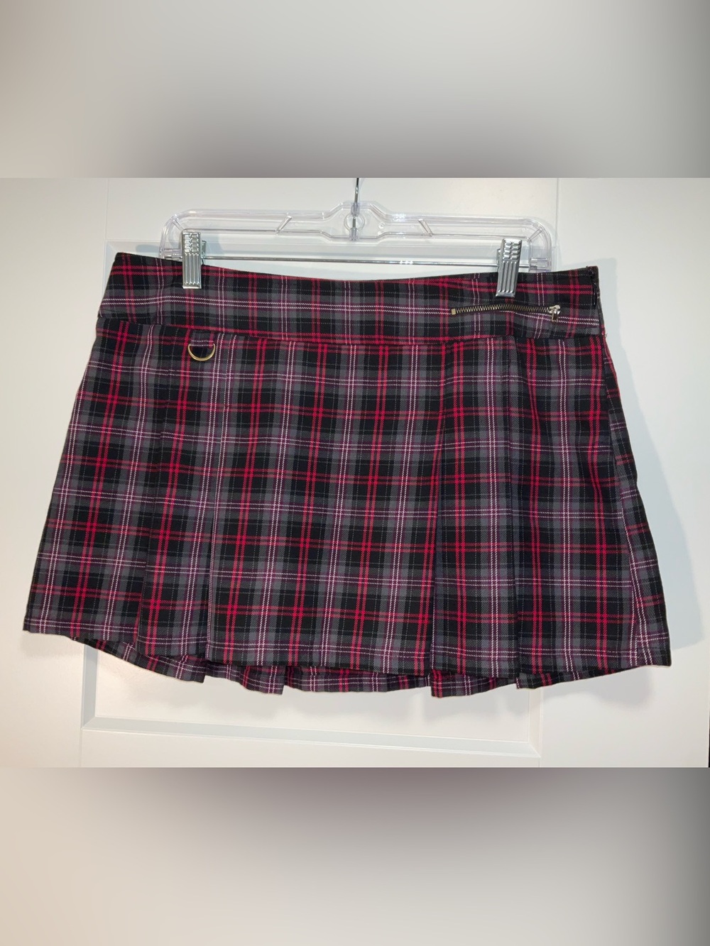 Old Navy Pink and Black Plaid Pleated Mini Skirt